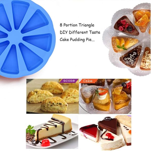 Silikonebageforme, trekantet silikoneform, 8 hulrum silikonebageform, til scones, chokolade, køkkenbageudstyr, rød og blå