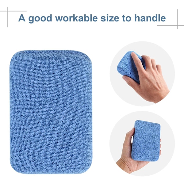 Mikrofiber Vax Appliceringsdynor - Paket med 10 Bilvårds Svampar 12X8X3cm, Tvättbara Mjuka Skum Appliceringsdynor För Polering (Blå)