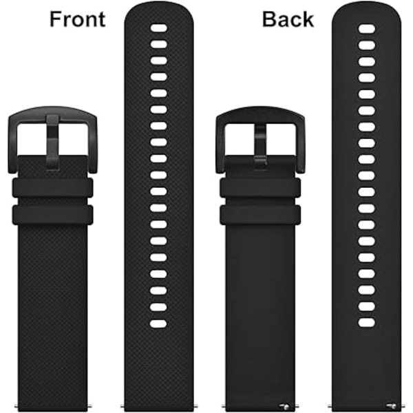 Silikon Snabbfäste Klockarmband för Män Kvinnor, Ersättningsarmband i Gummi, Armbandsbredd 20mm.svart black
