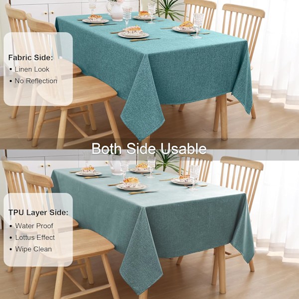 Rektangulär Duk Lätt Att Torka Ren 140x200 cm, Torkbar Vattentät Linneduk, för Kök Inomhus Utomhus, Teal Peacock blue