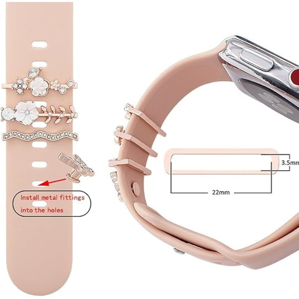 Klockarmbandsberlocker, Chic Eleganta Diamantarmbandsaccessoarer (Inget Armband) - Blomma Fjäril - Roséguld Rose Gold
