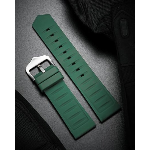 Silikon Klockarmband 12mm-28mm Ersättningsarmband i Gummi Vattentäta Sportarmband för Dam Herr. 22mm grön green