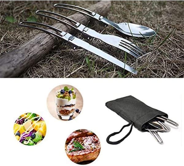 Sammenfoldeligt campingbestik (2 stk)