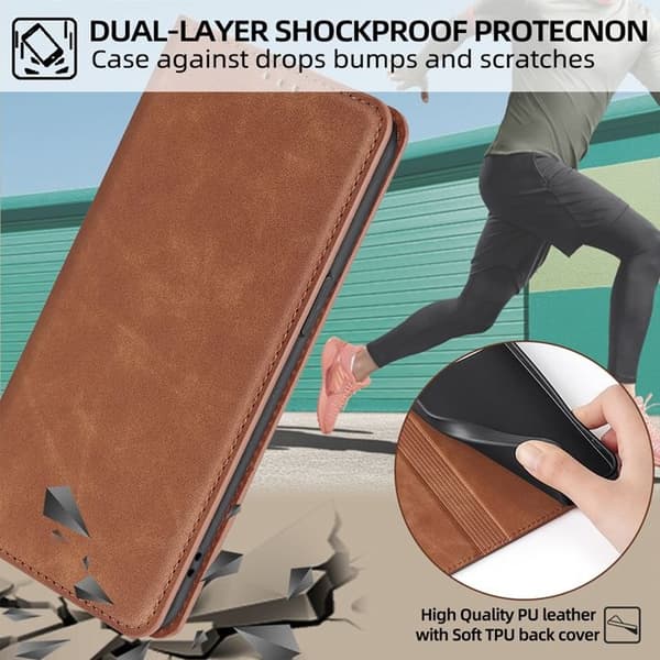 Fodral för Xiaomi Redmi Note 14 4G, Magnetiskt PU-läderfodral [Plånboksfodral] [RFID-blockering] Funktionellt skydd Redmi Note 14 Redmi Note 14 Maroon
