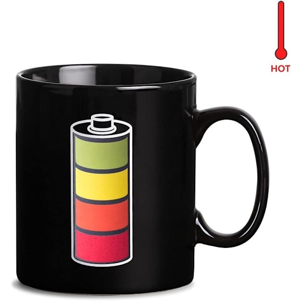 Jättelik Batterimugg, 800 ml Magisk Mugg med Laddande Batteridesign, XXL Färgskiftande Mugg