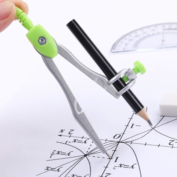 Matematik Geometri Set 10 Delars Elevmaterial med Splittersäker Förvaringslåda, Grön Green
