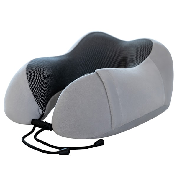 Rese Nackkudde, Memory Foam, Mjuk, Bekväm och Stödjande Nackkudde för Flygresor, U-formad Kudde för Sömn med Förvaringsväska, Grå Grey