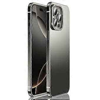 IM-CHEN Deksel til iPhone 16 Pro Max Ramme i rustfritt stål + gjennomsiktig PC-bakside Beskyttelsesdeksel (Stil B)