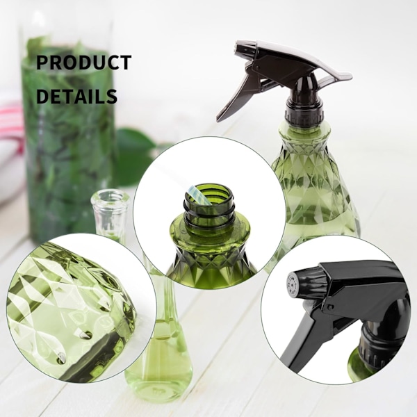 2 st Sprayflaskor, 500 ml/17 oz Tomma Vattensprayflaskor, Återanvändbara Justerbara Dimsprutor i Plast (Grön) Green