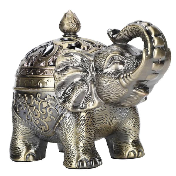 Elefantformad rökelsebrännare Aromaterapi Ornament för vardagsrum Entré Sovrum (Brons)