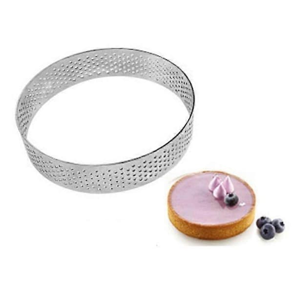 5 stk. sirkulær tertering dessert rustfritt stål perforering fruktpai quiche kake mousse form kitch js