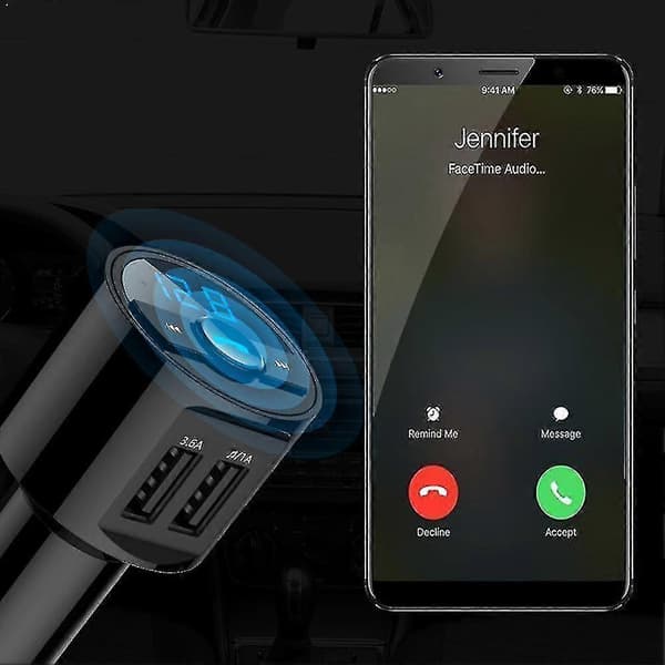 Fm Transmitter USB-oplader Bluetooth Bilsæt