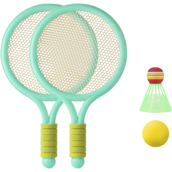 Tennisracketset för barn, med bollar PVC Tennisracket Leksak, för småbarn Barn Utomhus Inomhus Sport Strandaktiviteter, (D) Green