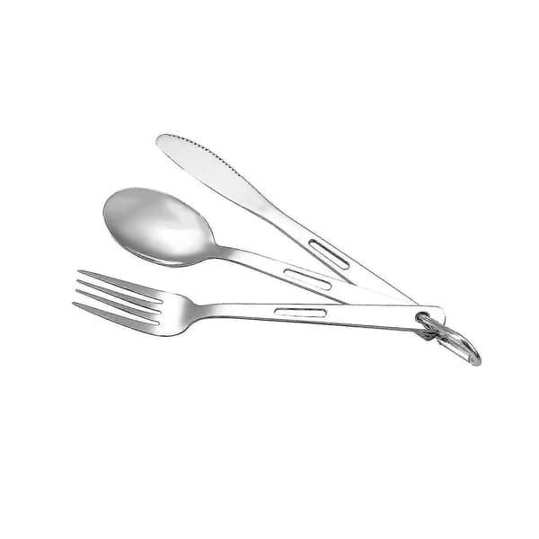 Camping Bestickset Middagsbestick Metallbestick för Vandring Backpacking Kök Silver