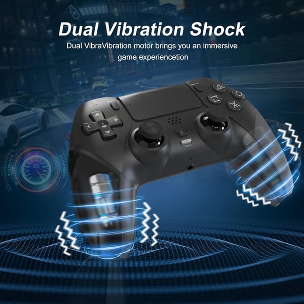 Gamepad Joystick Kontroller Kompatibel med PS4/Pro/Slim med Dubbel Vibration/6-Axis Gyro Sensor/Turbo/Programmerbara Knappar (Svart) Black