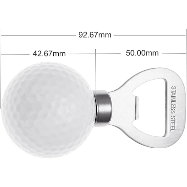 Ölflasköppnare i form av en golfboll, 92,67 mm rostfritt stål-Vit white