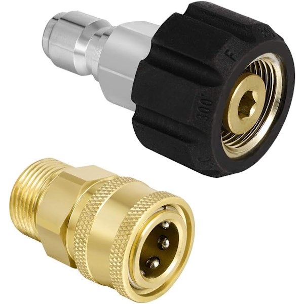 M22-14 Högtryckstvätt Adapter Set, 3/8 Snabbkoppling Vridbara Tillbehör Adaptrar, Högtryck Vattenpistol Hane Slangkoppling