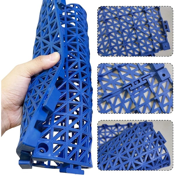 12-pack Modulära Sammanlänkande Dynor 29,5 x 29,5 cm Gummimatta Golvplattor Dränering (Blå) Blue