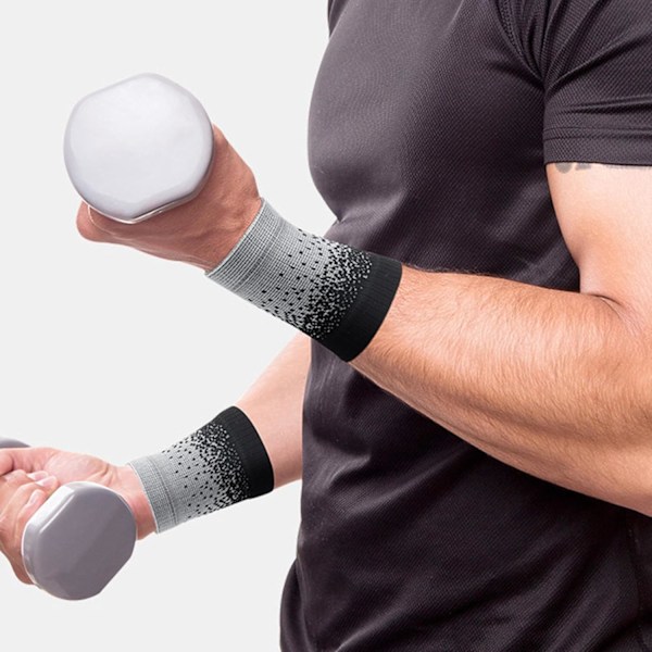 Sportarmband 1 par 10*8cm elastiskt sportarmband svettabsorberande nylonarmband lämpligt för fitness svart och grått Black and gray