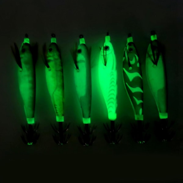 LuminousSquid Jigs Krok, 10 cm Fiskedrag Beten, Bläckfiskjiggar, Hårda Saltvatten Nattfiskebeten, (A)