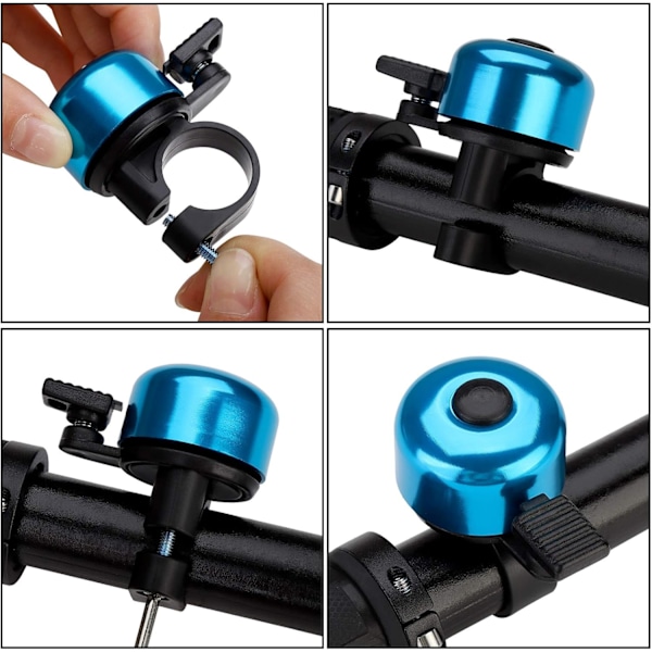 Cykelklocka med klart ljud för vuxna, pojkar och flickor, Blå, 2-pack blue