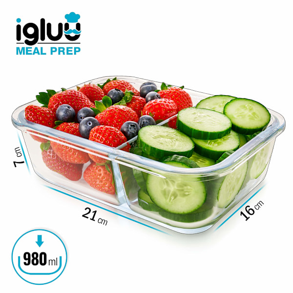 Matlådor - [Set med 3] 2-Facks Matlådor i Glas - Återanvändbara, BPA-fria - Mikrovågsugns-, diskmaskins- och fryssäker