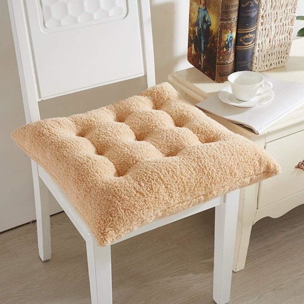 Bekväm Sittdyna Mjuka Stolskuddar Varma Stolskuddar 40x40x10 cm Kamel Lamull Fluffigt Set om 2-Kamel Camel