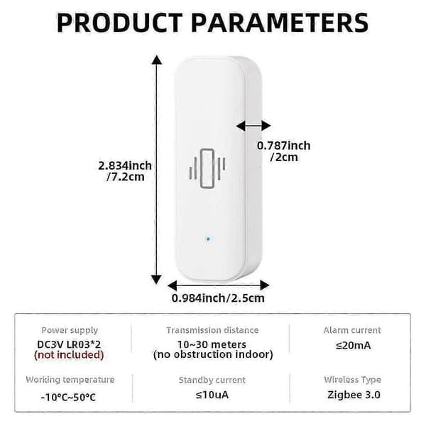 Tuya Smart Vibrationssensor ZigBee Tuya Sensor Monitor App Kontroll Säkerhetsskydd Zigbee Senso js