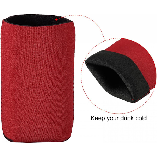 Kylmanschetter för burkar, isolerade hopfällbara neoprenöverdrag, för smala burkar och flaskor, svart 3-pack, (Röd) red