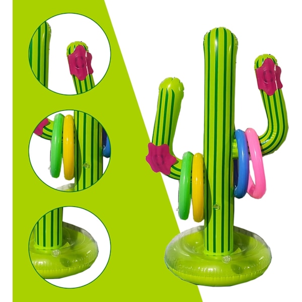 St Inflatable Cactus Spelset med, Inflatable Cactus Ringkast Spel, Pool Float Cactus Ring Leksak, Inflatable Pool Leksaker, Utomhus Pool Spel Hawaii Party
