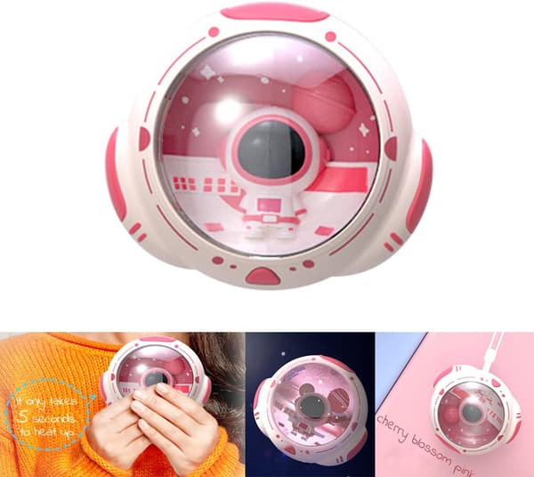Genopladelig Astronaut Håndvarmer, Mini Bærbar Udendørs Varmer, Pink