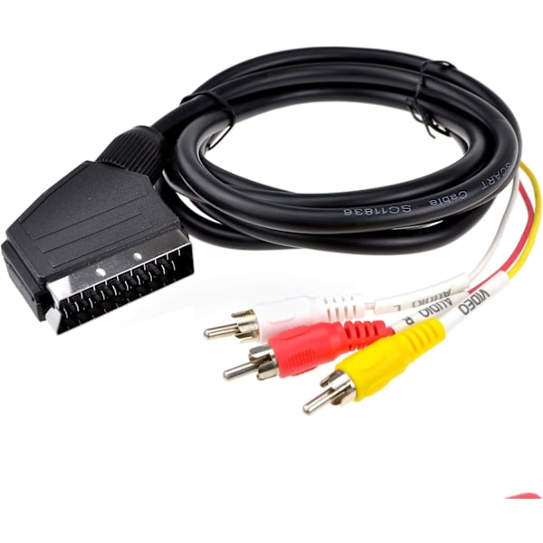Kontakt/Utgång till Röd, Vit och Gul RCA 3 x Phono Kontakt AV-kabel 1,5m