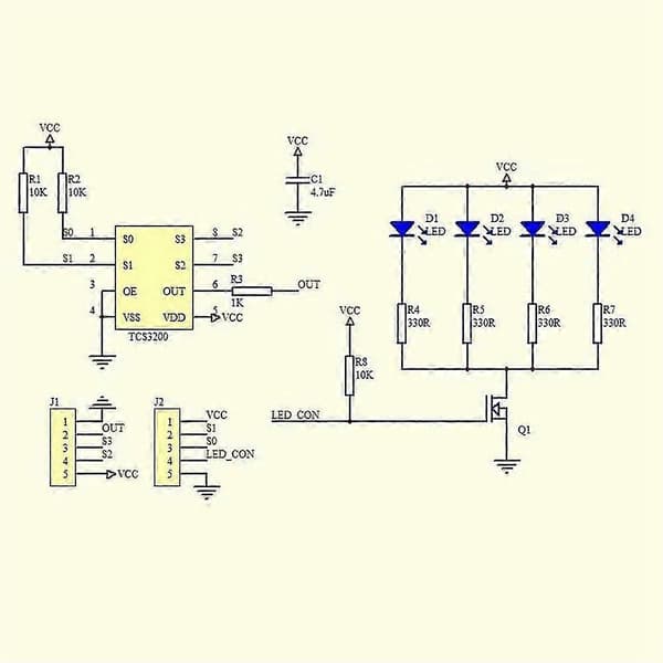 1 stk. Farvegenkendelsessensor TCS230 TCS3200 Farvesensor Farvegenkendelsesmodul til DIY-modul D js