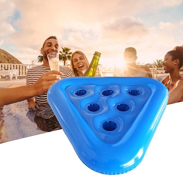 Uppblåsbar Mugghållare 6 Hål Flytande Bricka för Pool Uppblåsbar Dryckeshållare, Triangulär Flytande Mugghållare Uppblåsbar Bricka Flytande