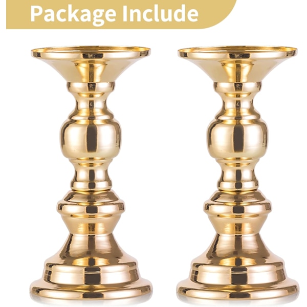 Set med 2 Guld Metall Ljusstakar Bröllop Centerpiece Ljusstakar för 50mm Ljusstake Dekoration för Bröllop Event Fest Jul