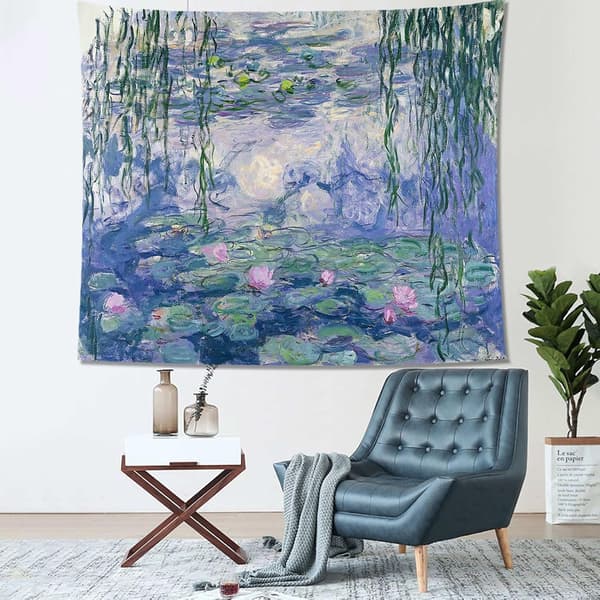 Gobeläng för sovrum Monet Gobeläng Näckrosor Blommor Tapet