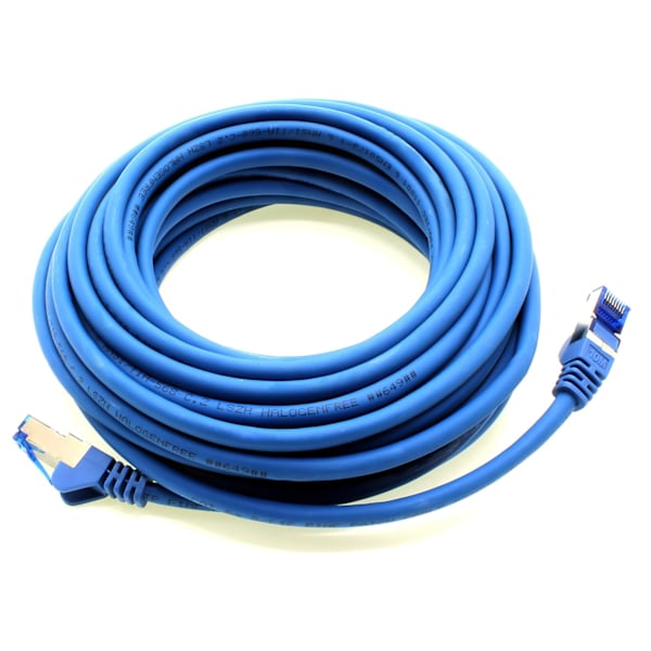 1 x 2m Ethernet, Nätverk, LAN-kabel CAT6a (för Gigabit-nätverk, routrar, switchar, modem med RJ45-ingång - blå) 2M