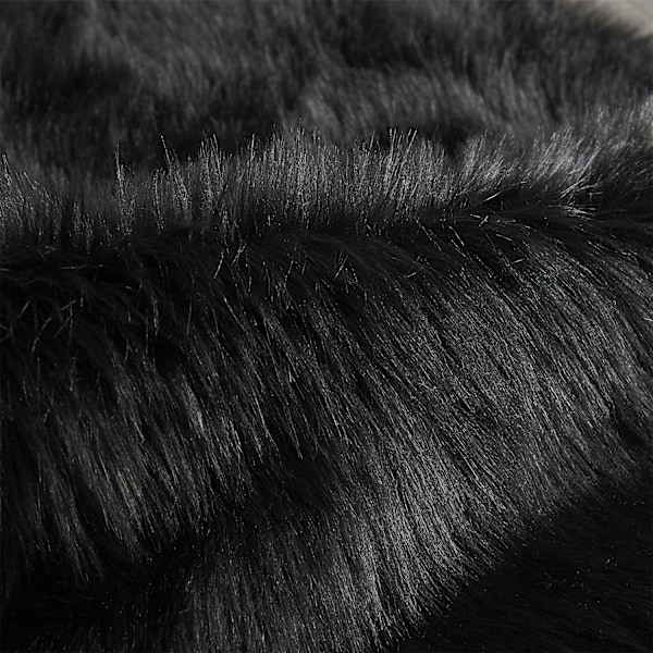 Fuskpälsfårskinnsmatta, Heminredningsmatta för sovrum, Fluffig liten pälsmatta, Luddig ryamatta för vardagsrum, 0,6 x 1,8 meter, Svart black