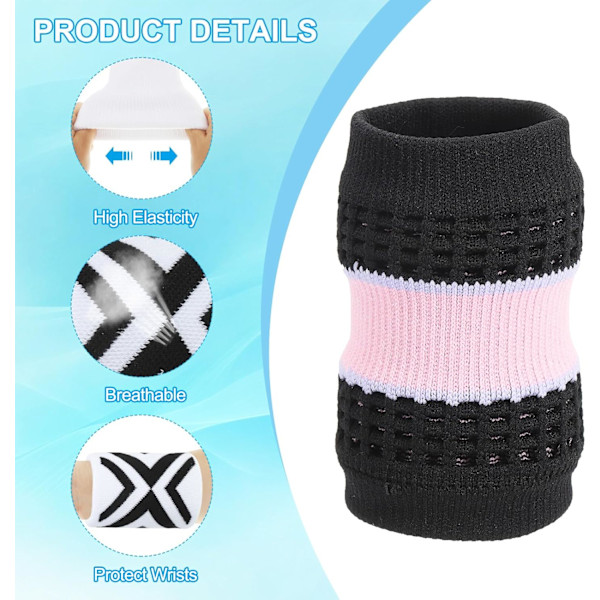1 par sportarmband, svettabsorberande och ventilerande, mjuka och bekväma, svettabsorberande armband lämpliga för sport. Rosa och svart