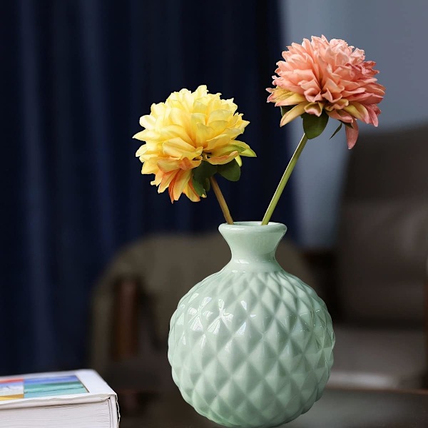 Ikebana Vas Blomsterarrangemang Knoppvas Hydroponisk Macaron Färgglad Keramisk Dekorativ Vas (Ljusgrön) Light green