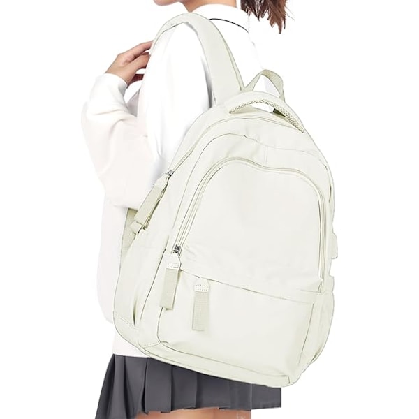 Skolryggsäck Dam Lättviktig Skolväska Casual Ryggsäck för College Laptop Ryggsäck för Män Kvinnor Vattenavvisande tonårsryggsäck Reseryggsäck.beige Beige
