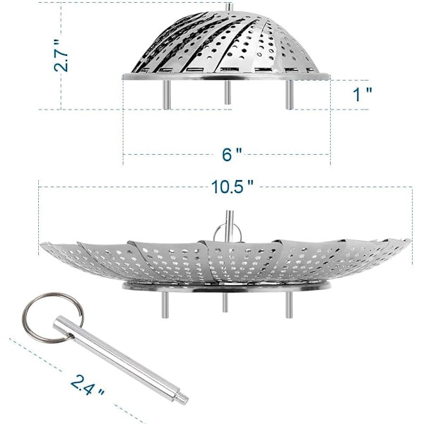 Vikbar Utvidgbar Ångkokare som Passar Grytor i Olika Storlekar (Stor (6,1\" till 10,5\")) Large