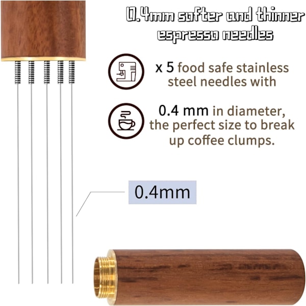 Espresso Kaffeomrörare, Espresso Distributionsverktyg, Professionellt Barista Hand Nål Typ Distributionsverktyg (Trä Ljus)