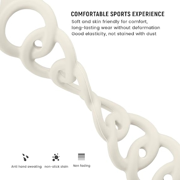 Silikonarmband för Apple Watch 38mm 40mm 41mm, Sportigt Tunt Smalt Mjukt Armband med Cirkelkedjedesign - Antikvit Antique White