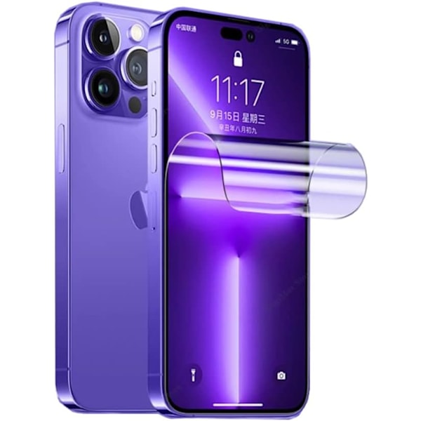 2 Stycken Nano Hydrogel Skyddsfilm för iPhone 14 6.1 Tum TPU Skärmskydd Fingeravtrycksupplåsning Explosionssäker Ej Härdat Glas iPhone 14