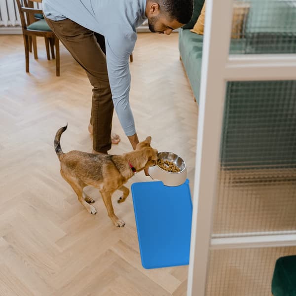 Kat Hunde Fodermåtte Kæledyrsskål Underlag Bakke Silikone Vandtæt Skridsikker Kæledyrsfodermåtte (Grå) blue