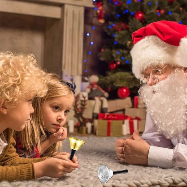 Handklocka i rostfritt stål, liten handklocka Santa JingleBell, teklocka i metall, middagsklocka för service, högljudd serviceklocka