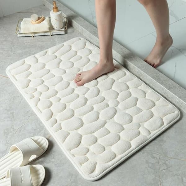 (melkehvit, 40-60CM) Steinpreget gulvmatte, sklisikker absorberende