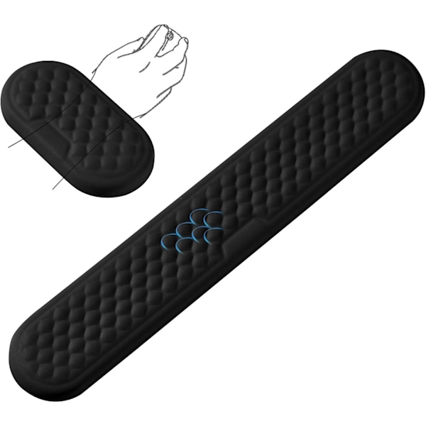 Ergonomiskt handledsstöd för tangentbord med PU-läder och memory foam, bekvämt handledsstöd för laptop, tangentbordsplatta för att lindra smärta vid skrivande (Svart) Black