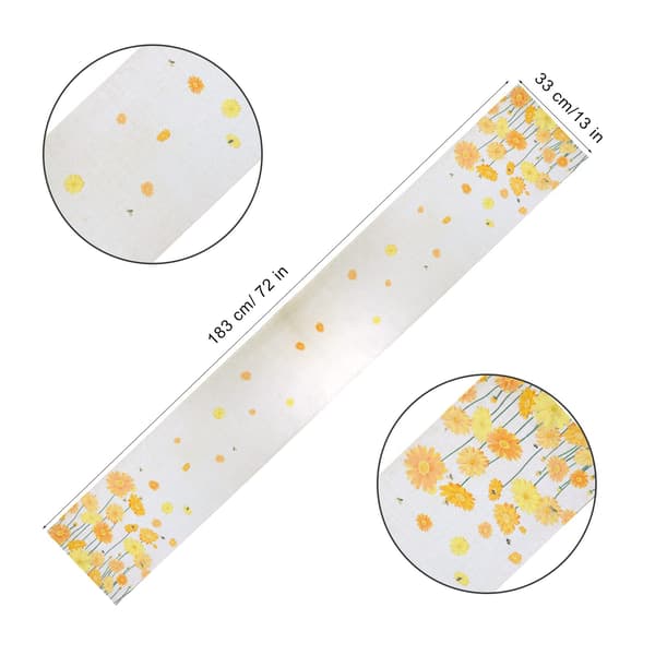Gula Bordslöpare med Blommor, Sommar Bordslöpare med Bin Polyester Duk (33x183 cm)